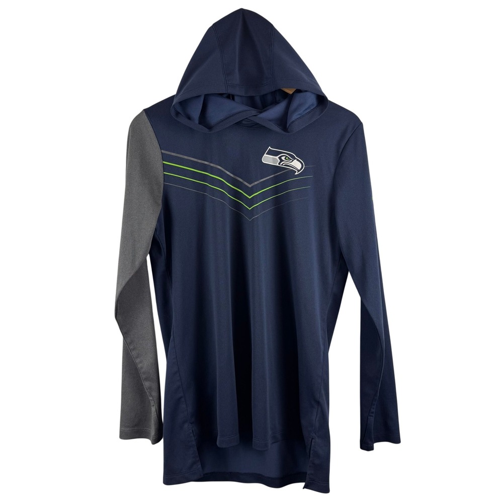 Nike Seattle Seahawks NFL Hoodie Mens Medium Blue Dri-FIT Thumbhole Pullover